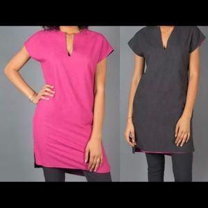 Betabrand Reversible Travel Tunic Gray/Pink Size S EUC